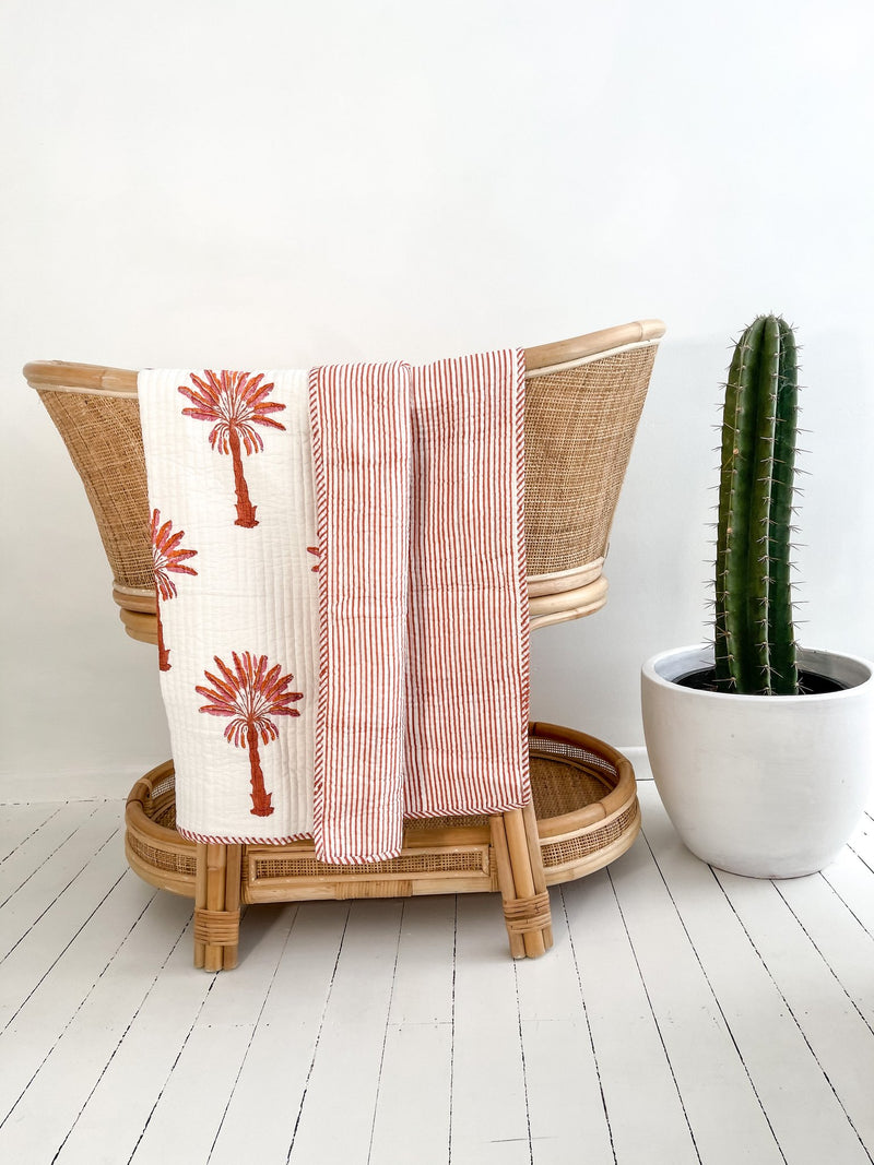 Cot Quilt Pink and Burnt Orange Palm Springs