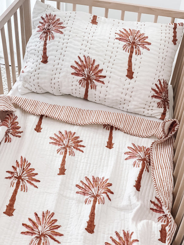 Cot Quilt Pink and Burnt Orange Palm Springs